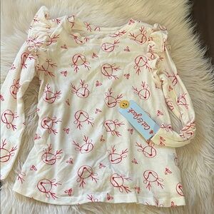 Cat & Jack Cream and Red Long Sleeve Tee